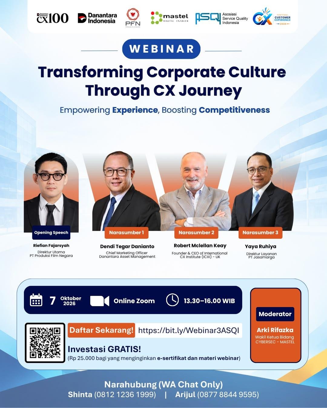 ASQI Akan Gelar Webinar “Transforming Corporate Culture Through CX Journey” 7 Oktober